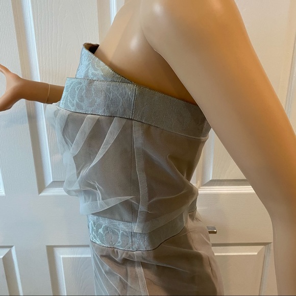EMPORIO ARMANI SZ 10 STRAPLESS GREY DRESS W TULLE - Picture 3 of 12